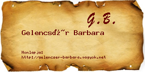 Gelencsér Barbara névjegykártya